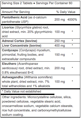 Advanced Adrenal Factor Ingredients