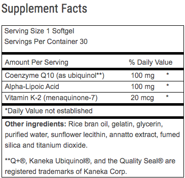 Advanced BioNutritionals Ubiquinol Coq10 Ingredients