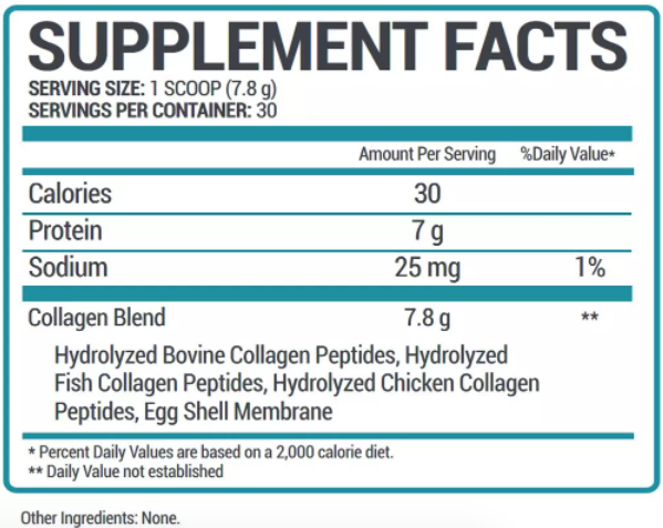 Oweli Multi-Collagen Peptides Powder Ingredients