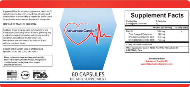 Advanced Cardio RX Supplement Facts