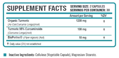 Oweli Turmeric Supplement Facts