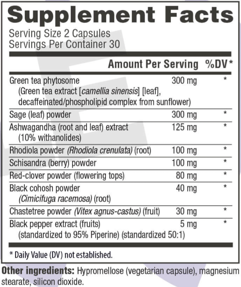 WellMe MenoRescue Ingredients