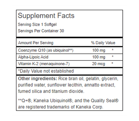 Ubiquinol CoQ10 Supplement Fact