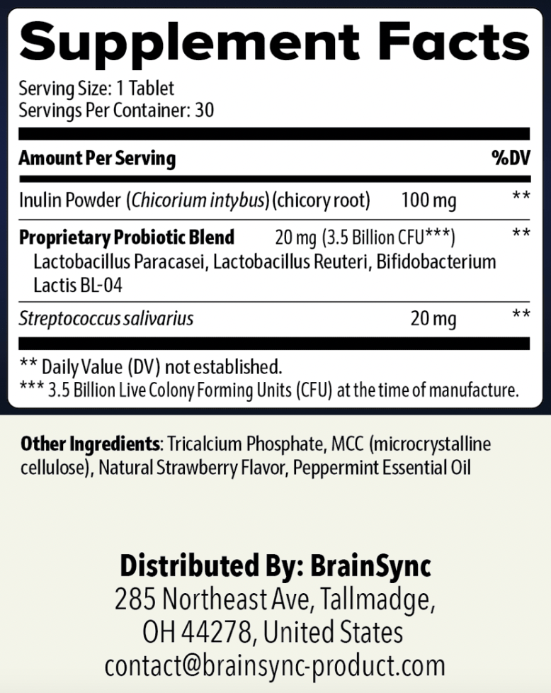 BrainSync Supplement Fact