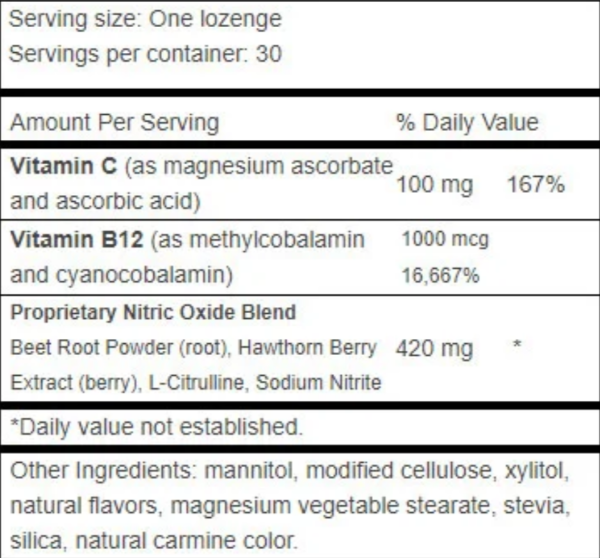 CircO2 Formula Supplement Facts.