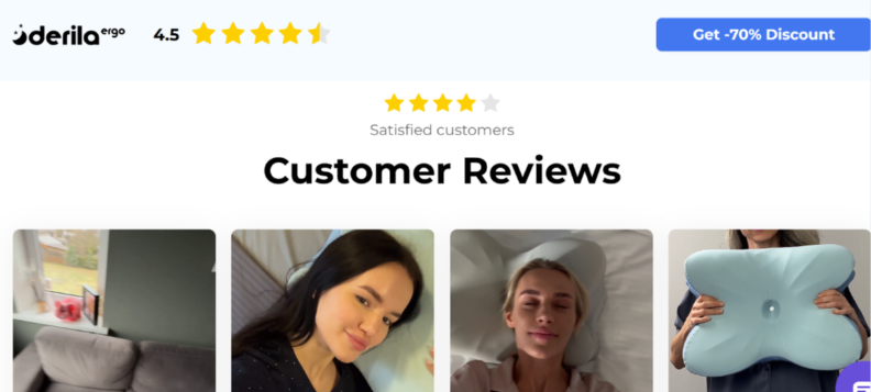 Derila Ergo memory Foam Pillow customer reviews